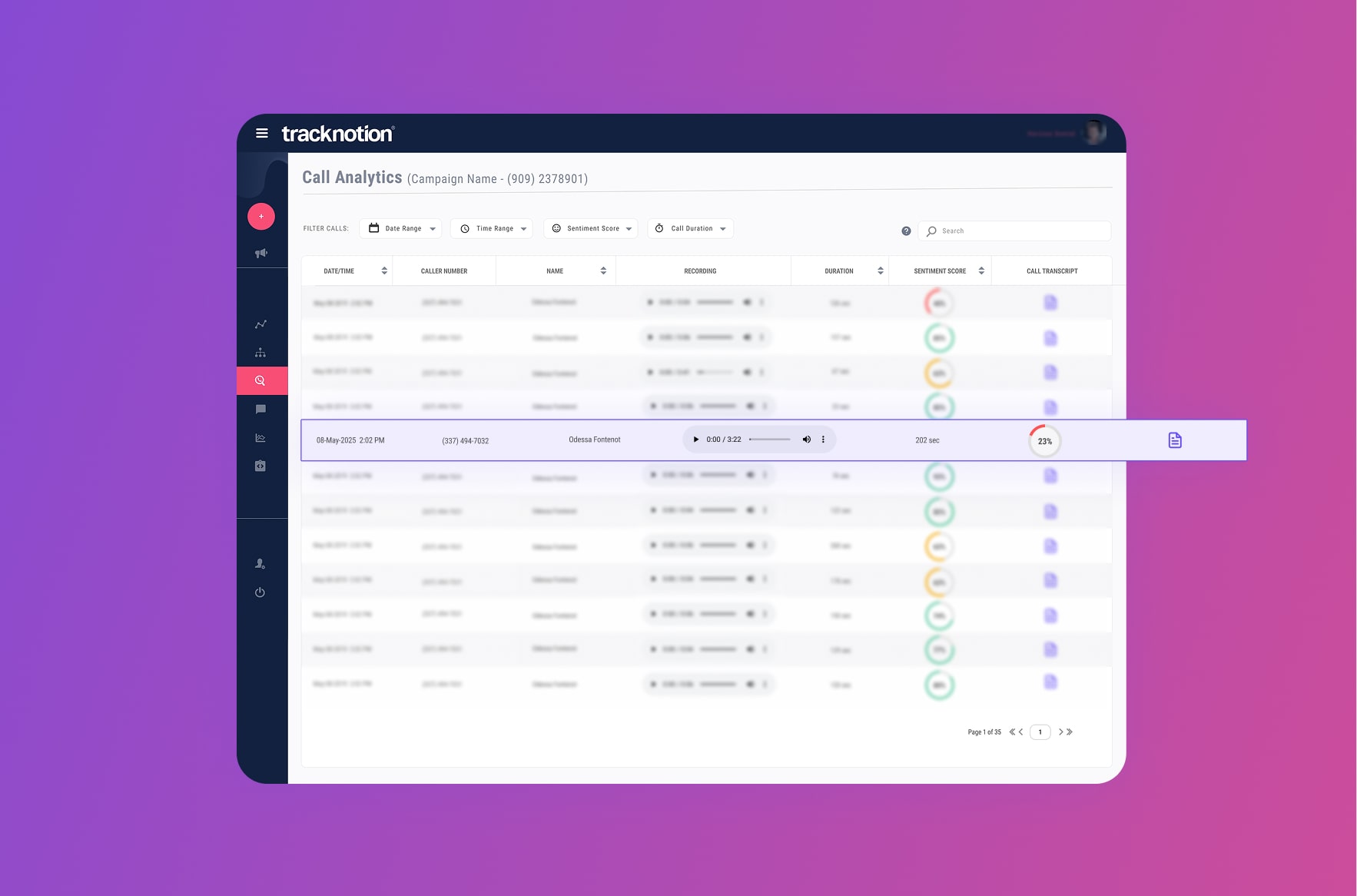 Comparison table of leading call tracking software providers