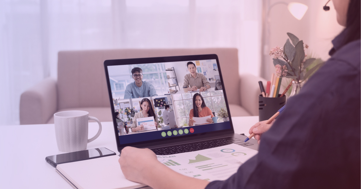 Conceptual image of a remote team managing recorded calls