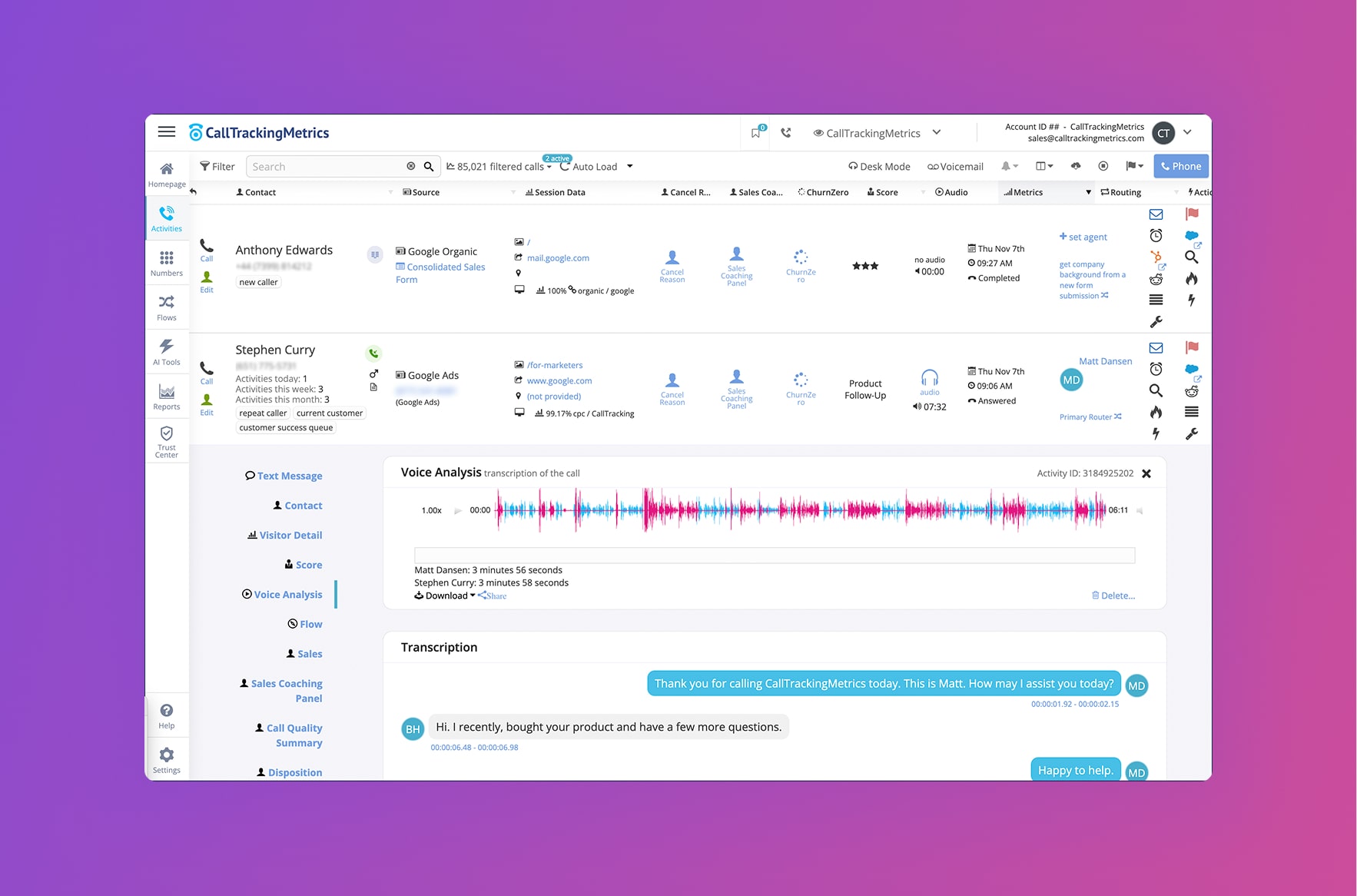 CallTrackingMetrics platform overview and interface
